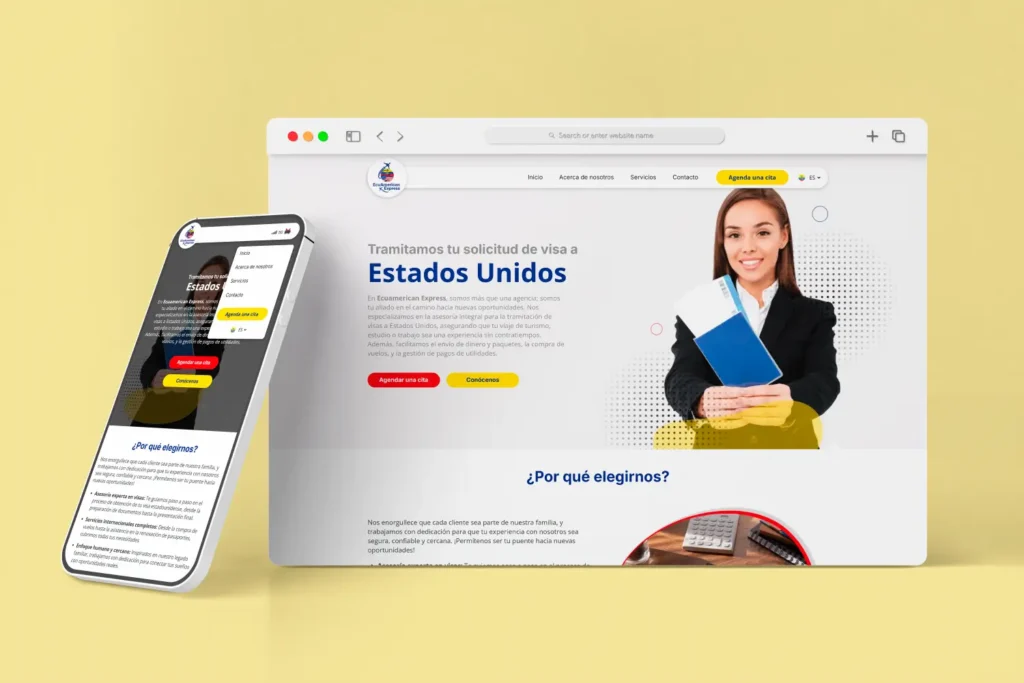Mostrando el sitio web