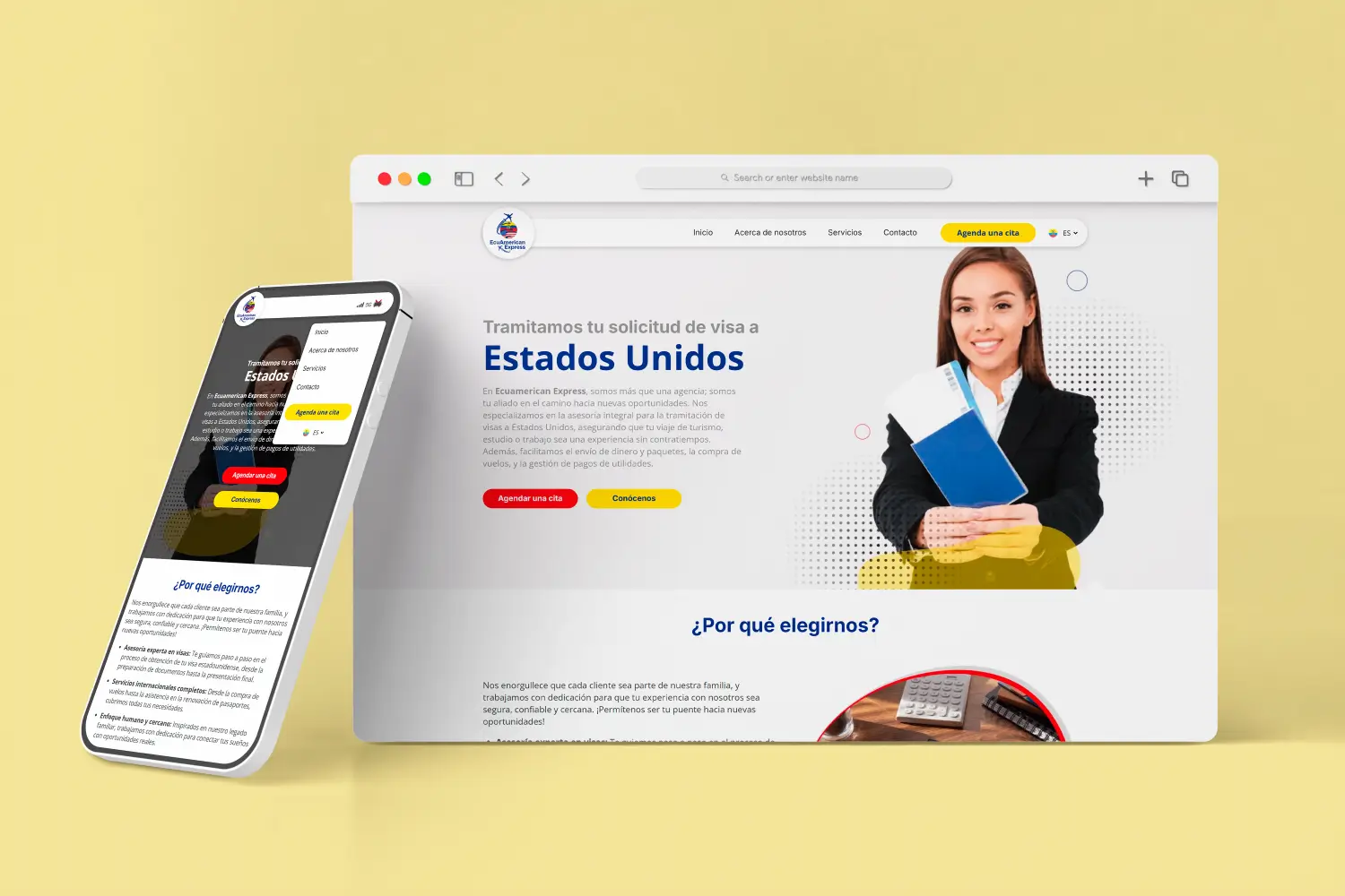 Mostrando el sitio web